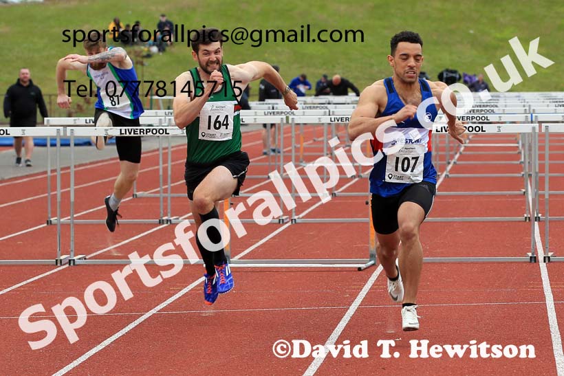 Senior mens 110 metres hurdles, 2022 Northern Senior and Under-20 Champs., Wavertree Athletics Centre, Liverpool. Photo: David T. Hewitson/Sports for All Pics
